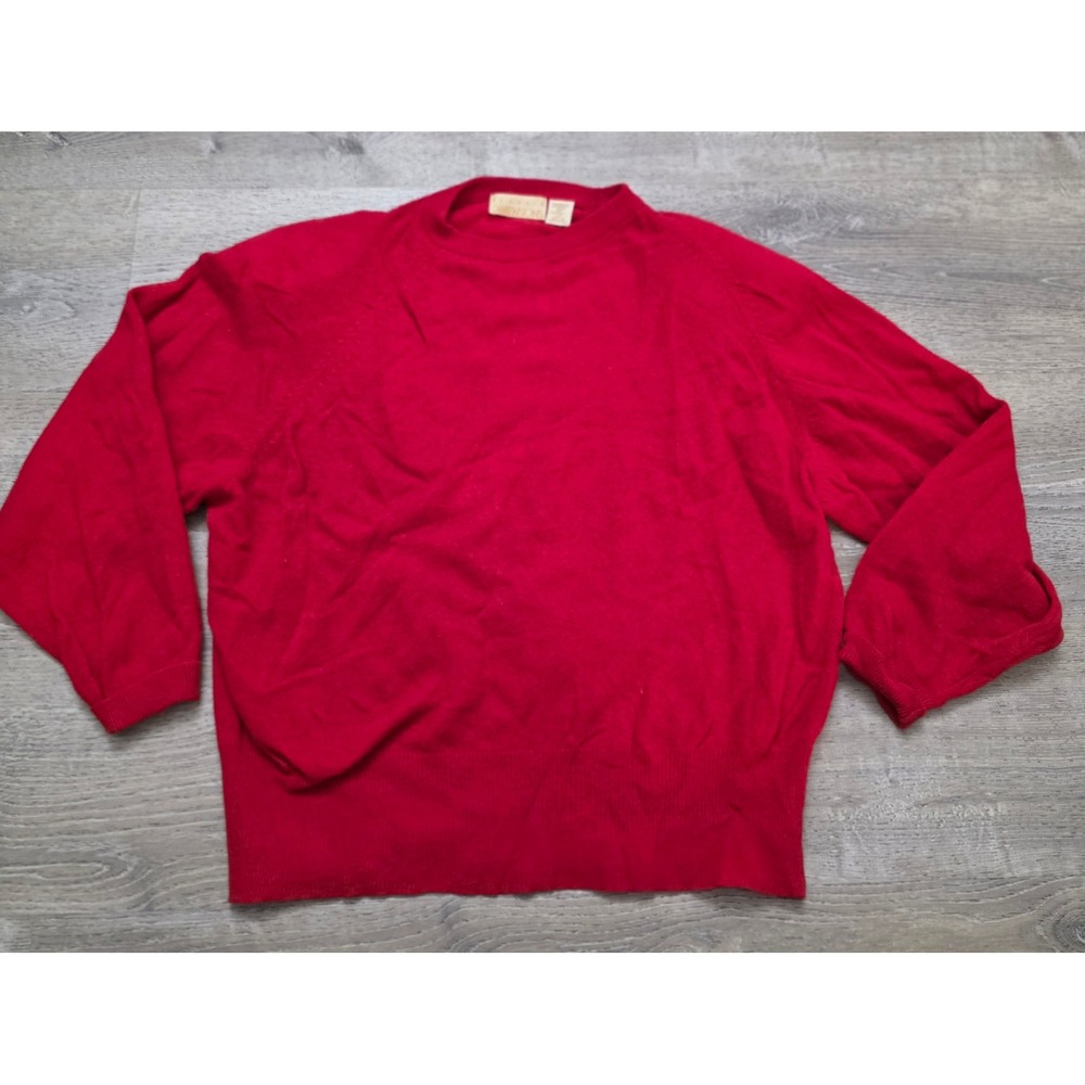 Classic Dimensions Red Lambswool Angora Blend Crewneck Sweater‎ Plus Size 1X